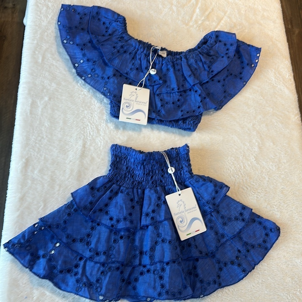 Blue Sequin Layered Skirt - Picture 2 of 4
